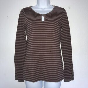Effie’s Heart Stretch Knit Stripe Keyhole Top S